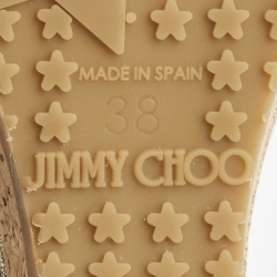 مملوكة مسبقًا Jimmy Choo Brown Leather Prima Wedge Sandals Size 38