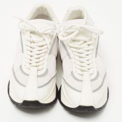 Pre Owned Jimmy Choo White Leather and Neoprene Raine Sneakers Size 37