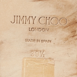 Pre Owned Jimmy Choo Gold Leather Crisscross Slide Flats Size 39.5