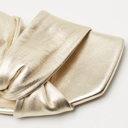 Pre Owned Jimmy Choo Gold Leather Crisscross Slide Flats Size 39.5