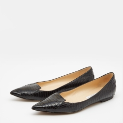 Pre Owned Jimmy Choo Black Python Attila Ballet Flats Size 39
