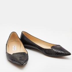 Pre Owned Jimmy Choo Black Python Attila Ballet Flats Size 39