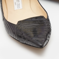 Pre Owned Jimmy Choo Black Python Attila Ballet Flats Size 39