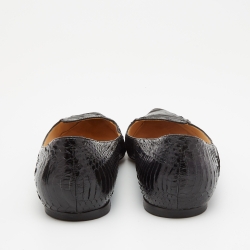 Pre Owned Jimmy Choo Black Python Attila Ballet Flats Size 39
