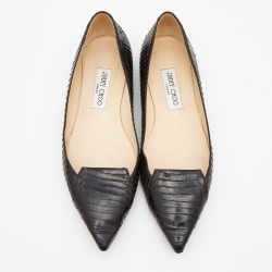 Pre Owned Jimmy Choo Black Python Attila Ballet Flats Size 39