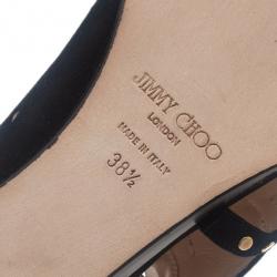 Pre Owned Jimmy Choo Black Suede Cutout Gladiator Flat Sandals Size 38.5