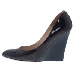 Pre Owned Jimmy Choo Black Patent Allen Pat Wedge Pumps Size 38