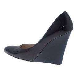 Pre Owned Jimmy Choo Black Patent Allen Pat Wedge Pumps Size 38