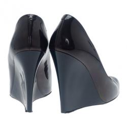 Pre Owned Jimmy Choo Black Patent Allen Pat Wedge Pumps Size 38