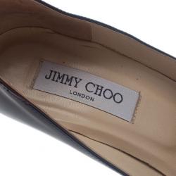 Pre Owned Jimmy Choo Black Patent Allen Pat Wedge Pumps Size 38
