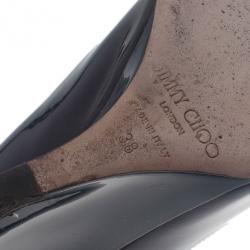 Pre Owned Jimmy Choo Black Patent Allen Pat Wedge Pumps Size 38
