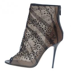 Pre Owned Jimmy Choo Black Crystal Mesh Knox Pumps Size 39