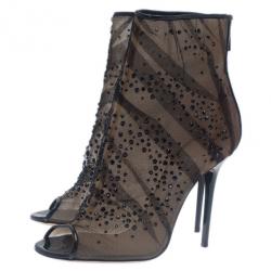 Pre Owned Jimmy Choo Black Crystal Mesh Knox Pumps Size 39