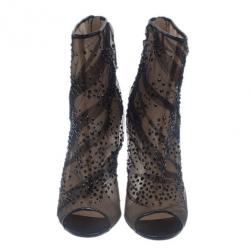 Pre Owned Jimmy Choo Black Crystal Mesh Knox Pumps Size 39