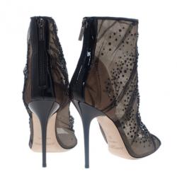 Pre Owned Jimmy Choo Black Crystal Mesh Knox Pumps Size 39