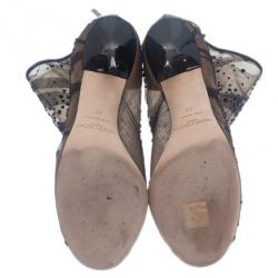 Pre Owned Jimmy Choo Black Crystal Mesh Knox Pumps Size 39