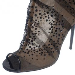 Pre Owned Jimmy Choo Black Crystal Mesh Knox Pumps Size 39