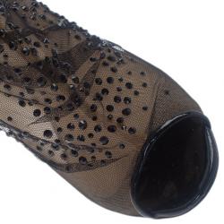 Pre Owned Jimmy Choo Black Crystal Mesh Knox Pumps Size 39