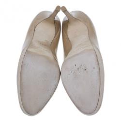 Pre Owned Jimmy Choo Beige Patent Cosmic Platform Pumps Size 38