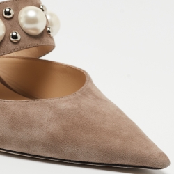 Pre Owned Jimmy Choo Etoupe Grey Suede Breslin Slingback Pumps Size 40