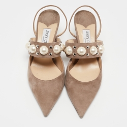 Pre Owned Jimmy Choo Etoupe Grey Suede Breslin Slingback Pumps Size 40