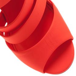 مملوكة مسبقًا صندل جيمي تشو دام تصميم متشابك جلد برتقالي نيون مقاس 39.5