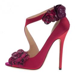 Pre Owned Jimmy Choo Pink Satin Vera Sandals Size 37