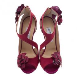 Pre Owned Jimmy Choo Pink Satin Vera Sandals Size 37