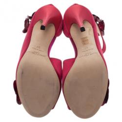 Pre Owned Jimmy Choo Pink Satin Vera Sandals Size 37