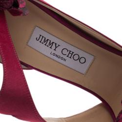 Pre Owned Jimmy Choo Pink Satin Vera Sandals Size 37