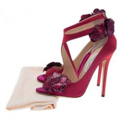 Pre Owned Jimmy Choo Pink Satin Vera Sandals Size 37