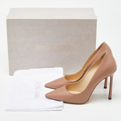 Pre Owned Jimmy Choo Old Rose Pink Leather Romy Pumps Size 37.5