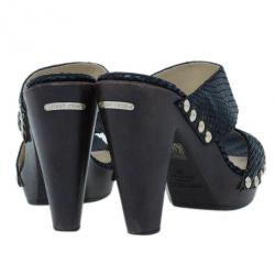 Pre Owned Jimmy Choo Black Python Wooden Slides Size 38