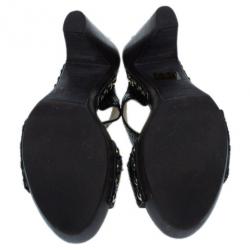 Pre Owned Jimmy Choo Black Python Wooden Slides Size 38