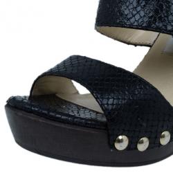 Pre Owned Jimmy Choo Black Python Wooden Slides Size 38