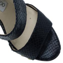 Pre Owned Jimmy Choo Black Python Wooden Slides Size 38