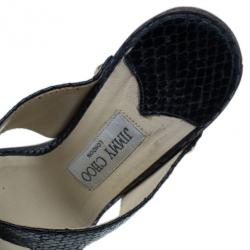 Pre Owned Jimmy Choo Black Python Wooden Slides Size 38