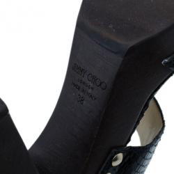 Pre Owned Jimmy Choo Black Python Wooden Slides Size 38