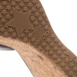 مملوكة مسبقًا Jimmy Choo Black Patent Perfume Cork Wedges Size 38.5