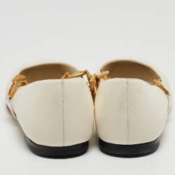 Pre Owned Jimmy Choo Off White Leather Diamond Tilda Ballet Flats Size 38