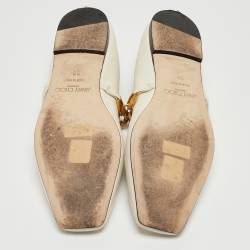 Pre Owned Jimmy Choo Off White Leather Diamond Tilda Ballet Flats Size 38