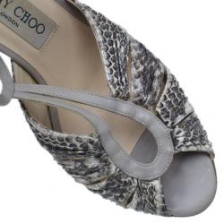 Pre Owned Jimmy Choo Grey Python Embossed Strappy Sandals Size  38