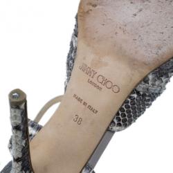 Pre Owned Jimmy Choo Grey Python Embossed Strappy Sandals Size  38