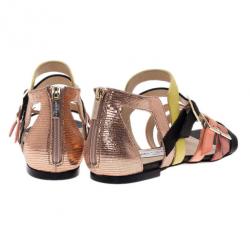Pre Owned Jimmy Choo Mutlicolor Leather Bloom Gladiator Sandals Size 39.5