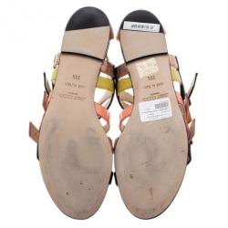 Pre Owned Jimmy Choo Mutlicolor Leather Bloom Gladiator Sandals Size 39.5