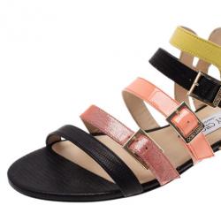 Pre Owned Jimmy Choo Mutlicolor Leather Bloom Gladiator Sandals Size 39.5