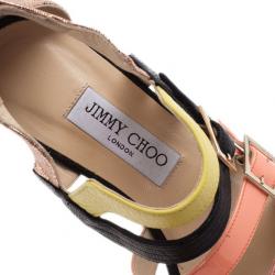 Pre Owned Jimmy Choo Mutlicolor Leather Bloom Gladiator Sandals Size 39.5
