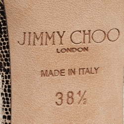 Pre Owned Jimmy Choo Gold Texture Leather Ankle Strap Sandals Size 38.5