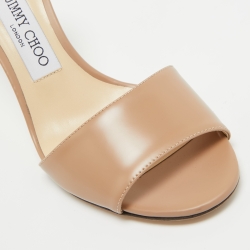 Pre Owned Jimmy Choo Beige Leather Stacey Slide Sandals Size 37