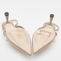 Pre Owned Jimmy Choo Beige Suede Slingback Pointed Toe Slingback Pumps Size 41 